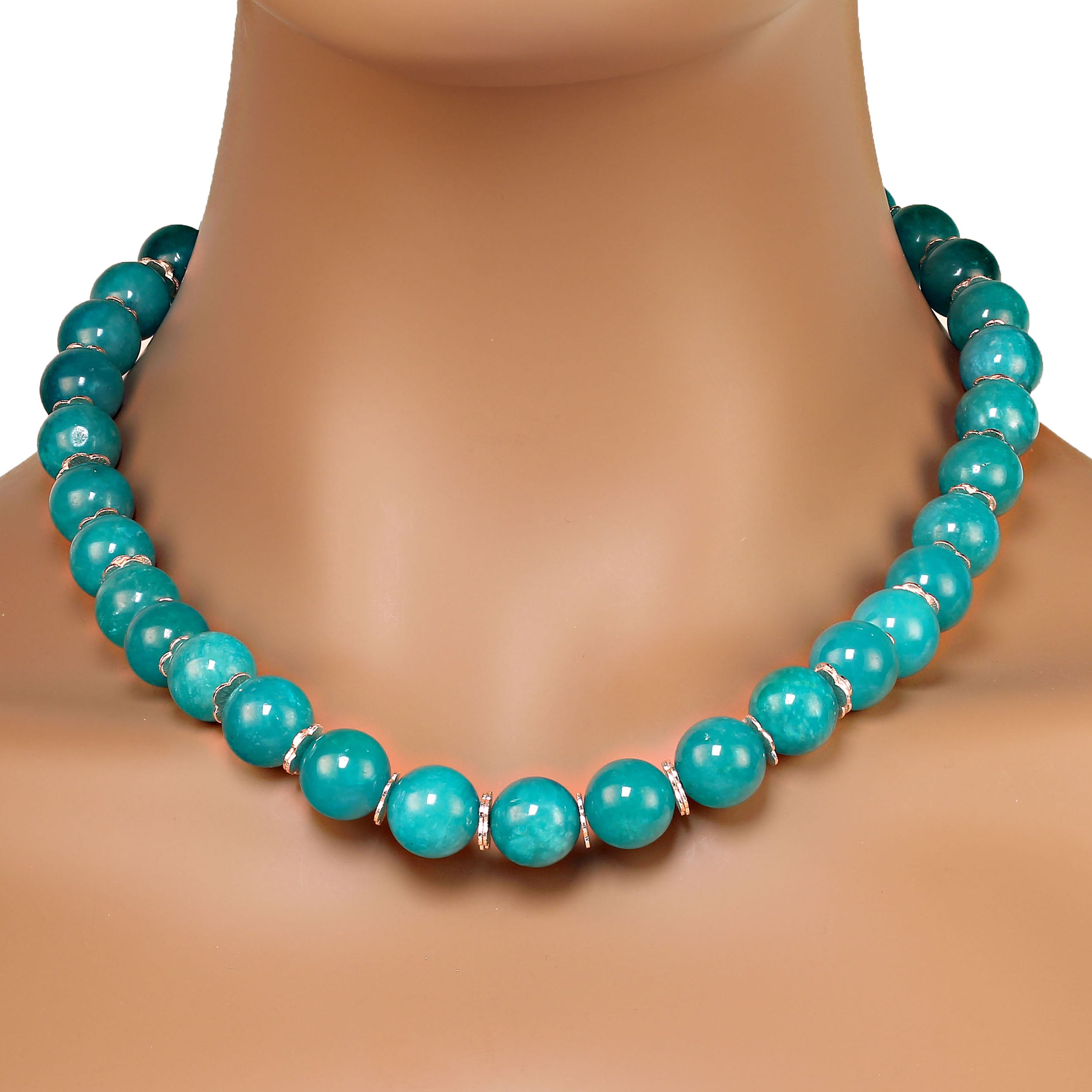 AJD Gorgeous glowing green 20-inch Amazonite necklace  Great Gift! For Sale