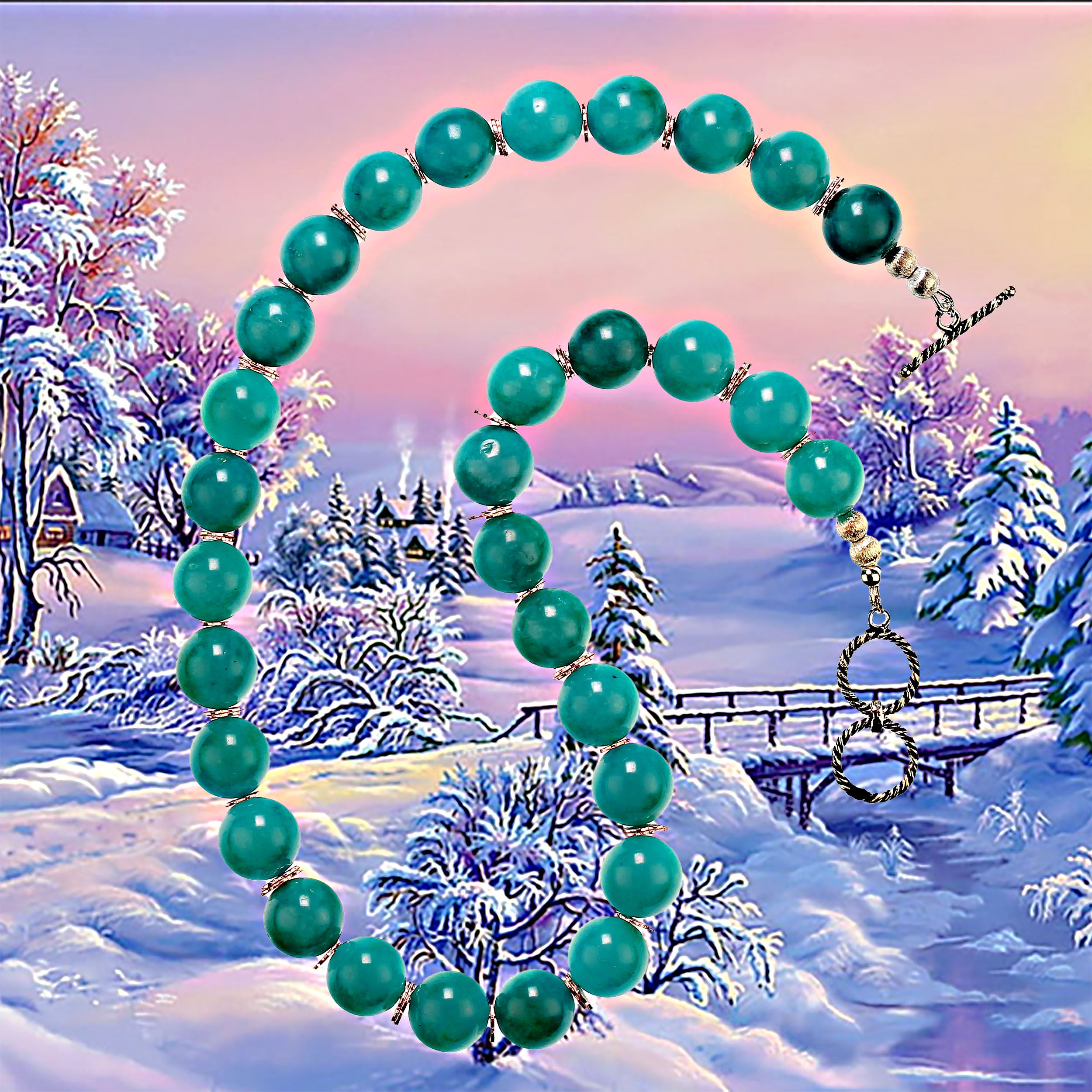 Women's or Men's AJD Gorgeous glowing green 20-inch Amazonite necklace  Great Gift! For Sale