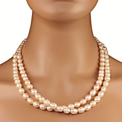 AJD 21 Inch 2 Strand Graduated Light Pink Pearl Necklace  Great Gift