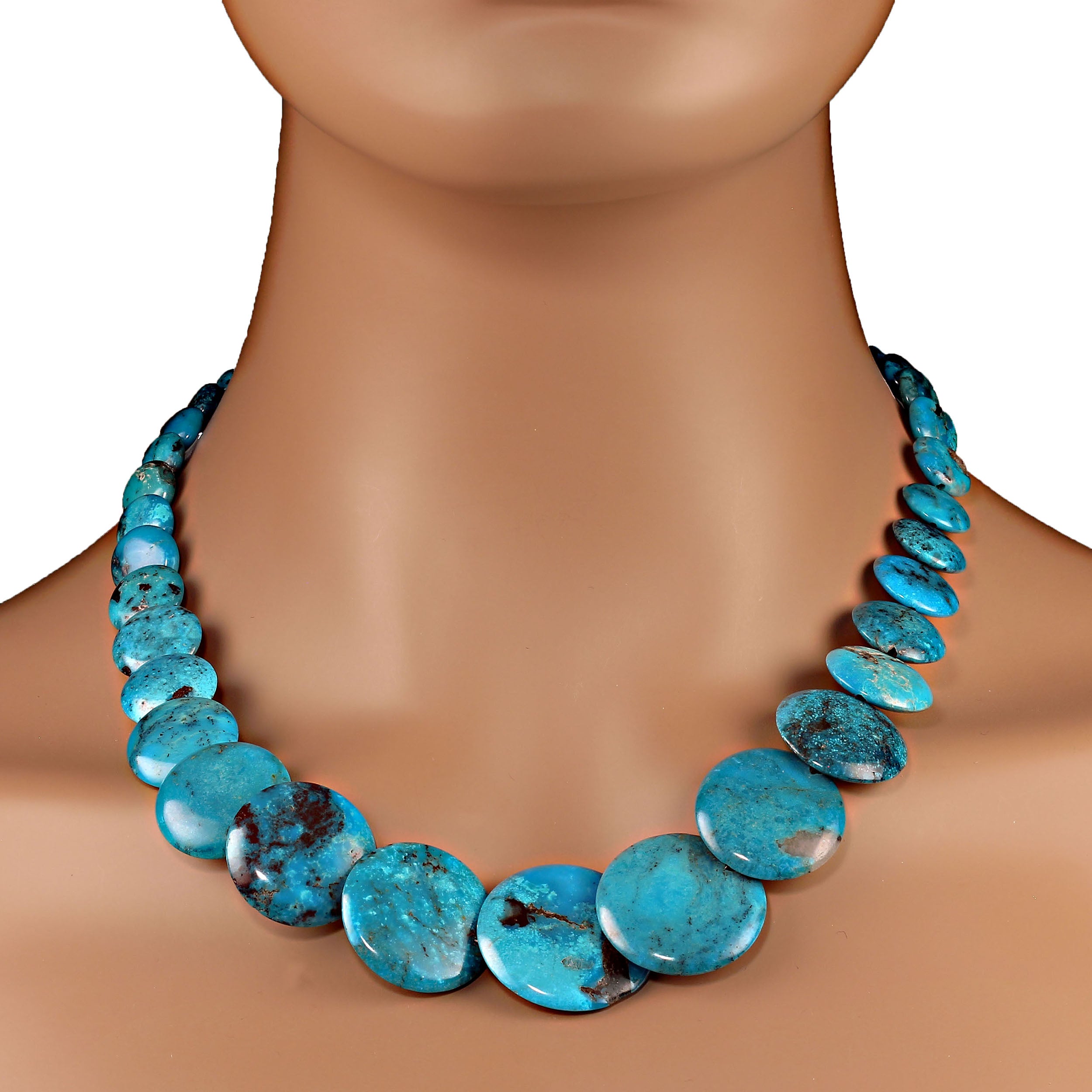 AJD 20 Inch graduated Nacozari Turquoise necklace    Perfect Gift For Sale