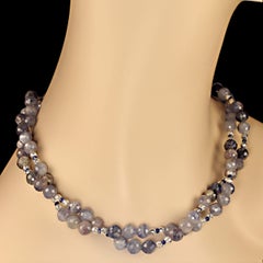 AJD 2 Strand Translucent Iolite 21 Inch necklace with Silver Accents  Great Gift