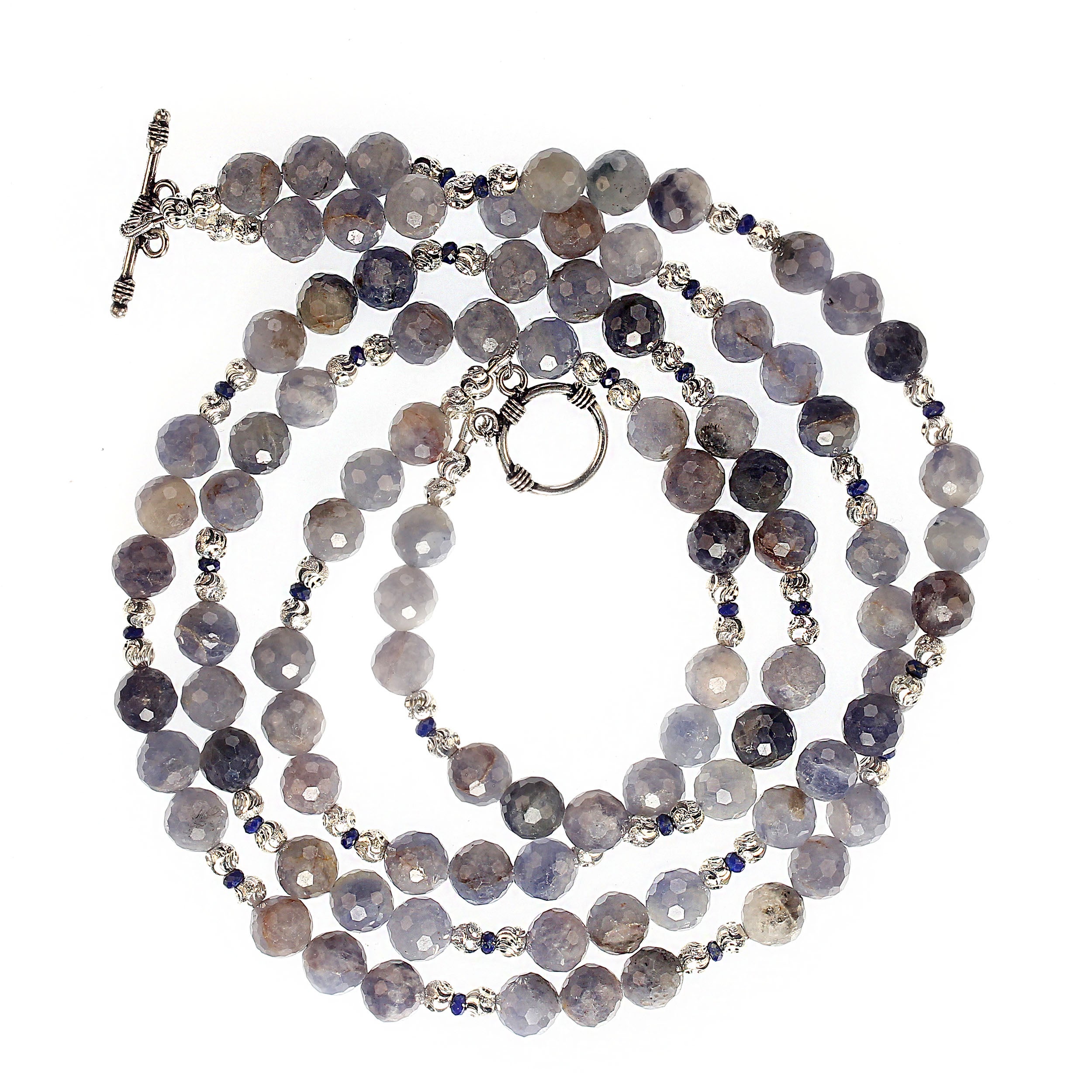 AJD 2 Strand Translucent Iolite 21 Inch necklace with Silver Accents  Great Gift For Sale