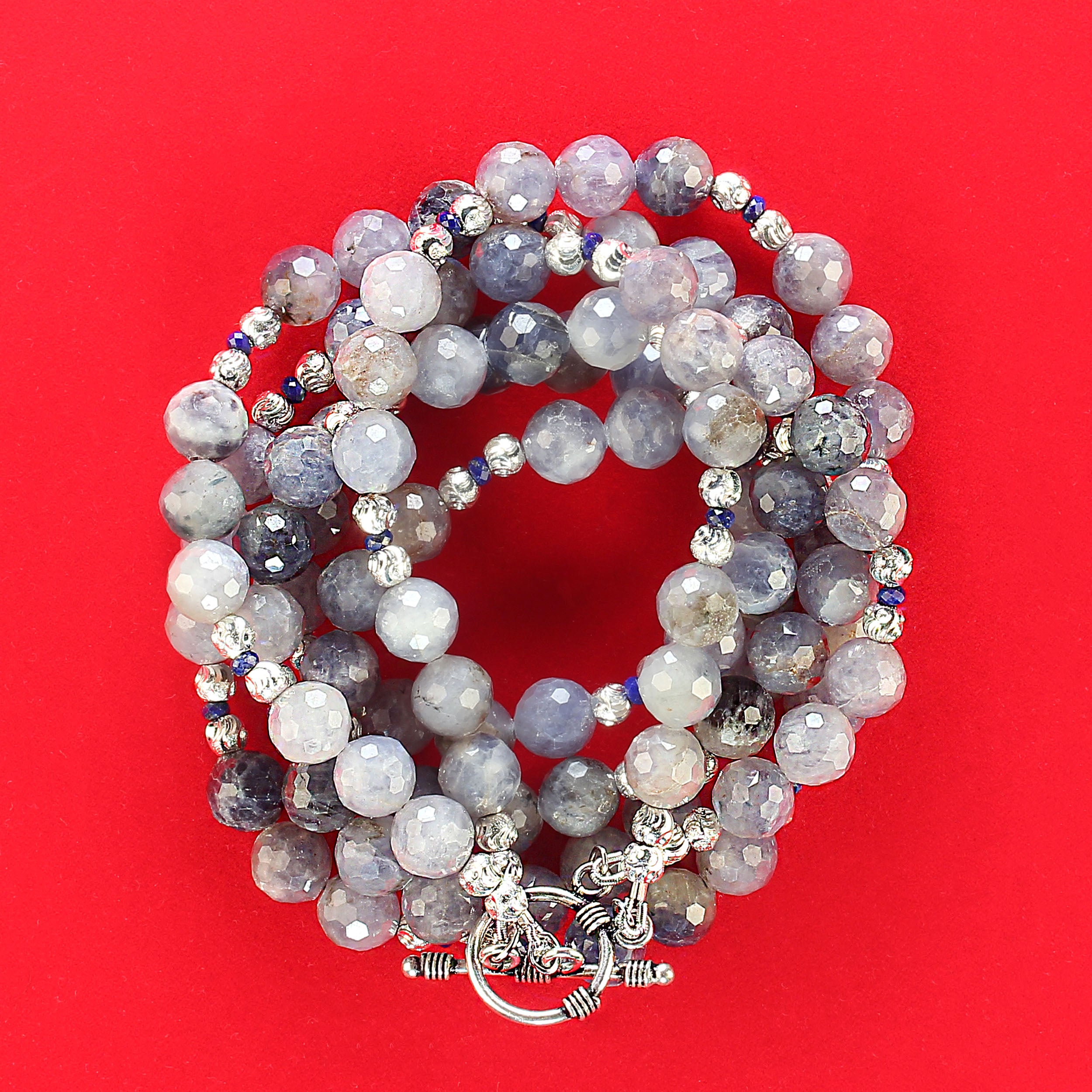 Artisan AJD 2 Strand Translucent Iolite 21 Inch necklace with Silver Accents  Great Gift For Sale