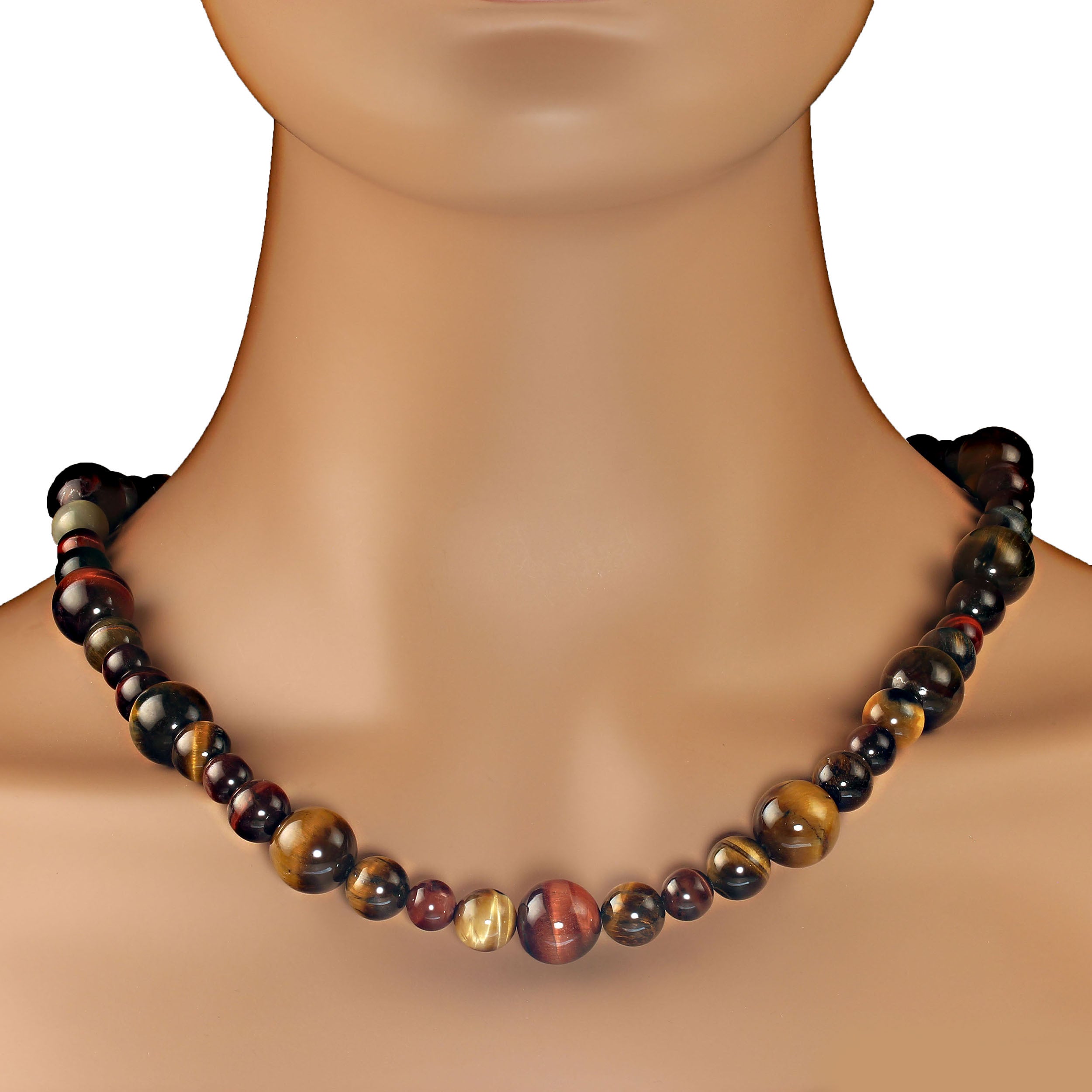 AJD 22 Zoll Elegante mehrfarbige Tigerauge-Halskette, Tigerauge   Perfektes Geschenk