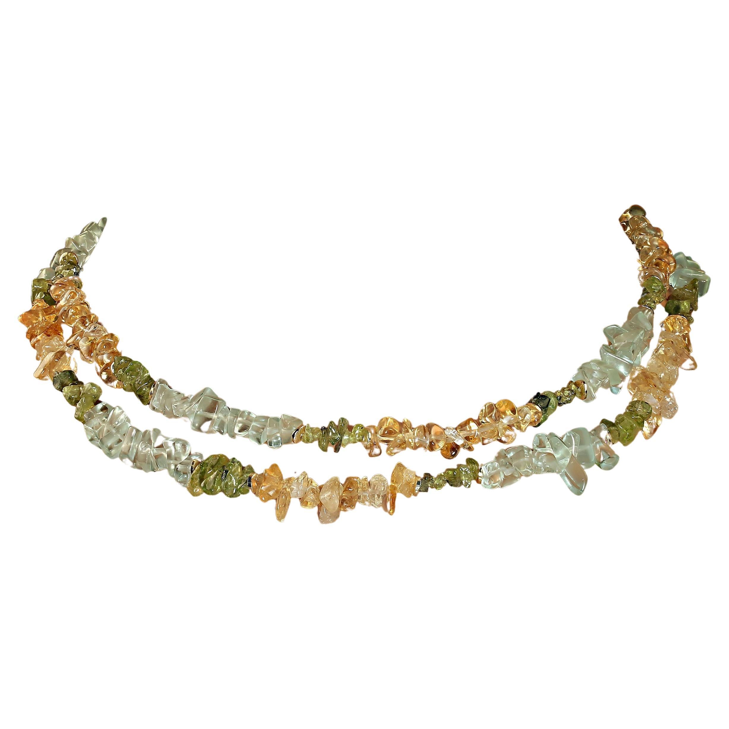 AJD 34 pouces de Chips en citrine, aigue-marine et péridot hautement polies en vente