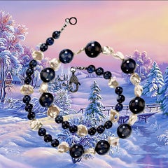 AJD Collana di kyanite e perle bianche iridescenti da 23 pollici Regalo perfetto!