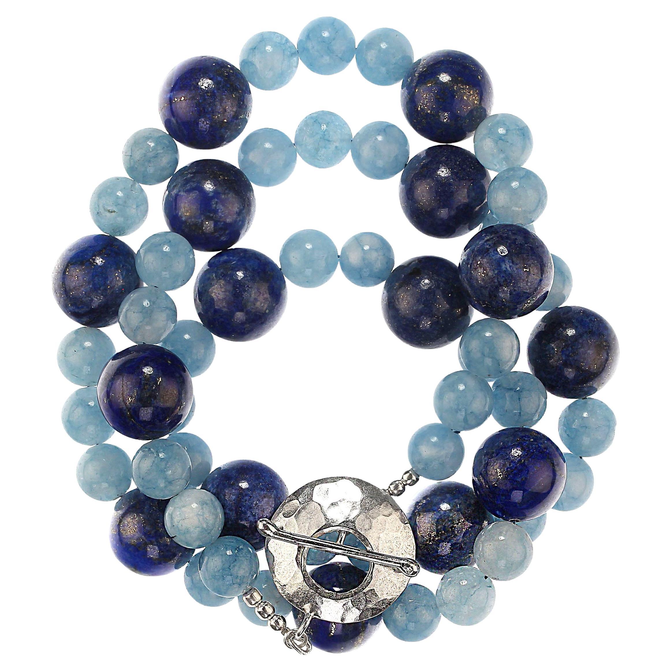 AJD Magnificent Lapis Lazuli and Aquamarine 27 Inch Statement Necklace (Collana con dichiarazione)   Regalo!!!