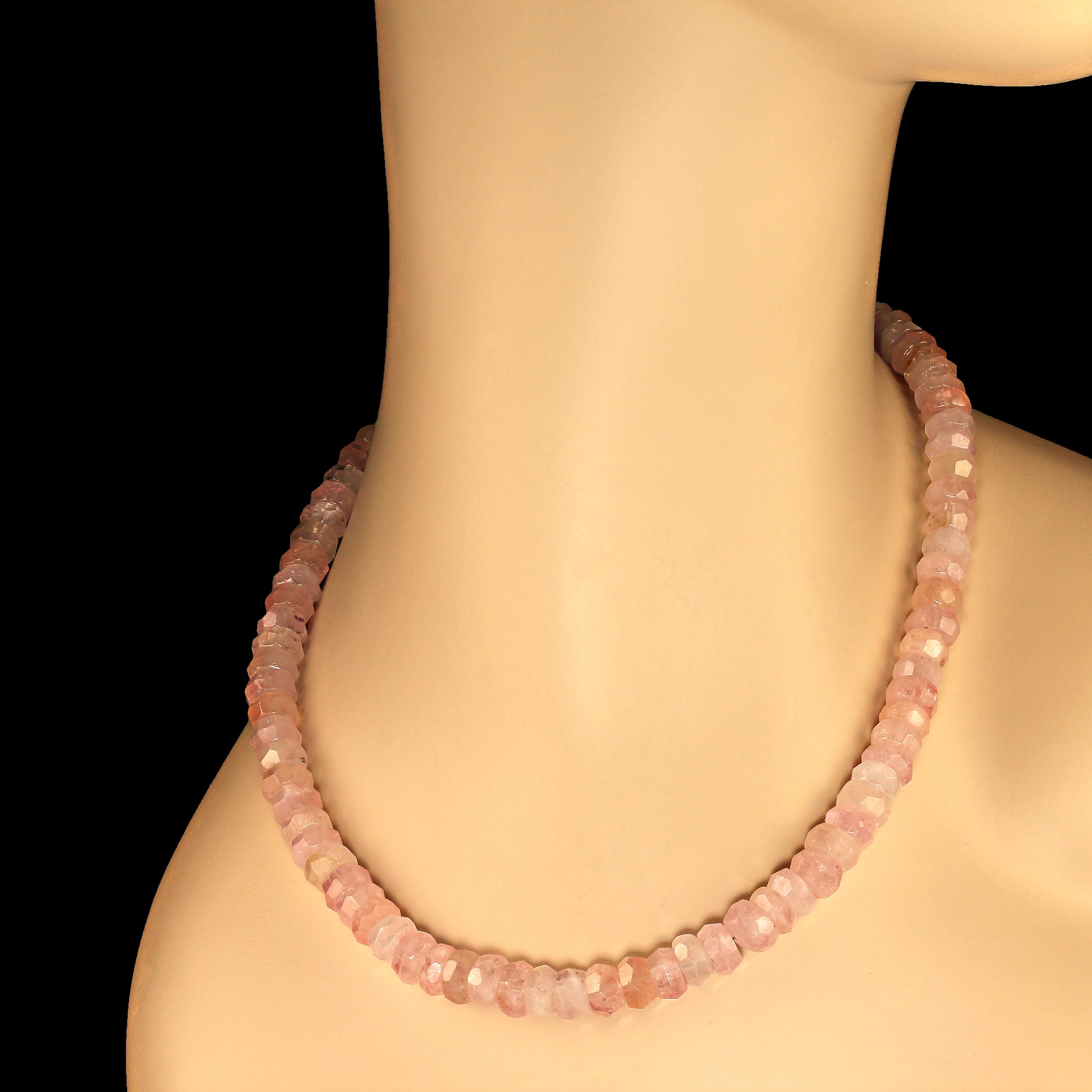 AJD 18 Inch Elegant Pinky Morganite faceted Rondel necklace      Perfect Gift For Sale
