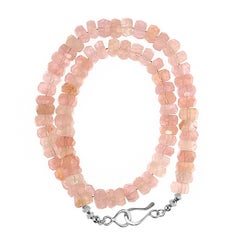 AJD Collana di 18 pollici con Morganite rosa elegante sfaccettata Rondel Regalo perfetto