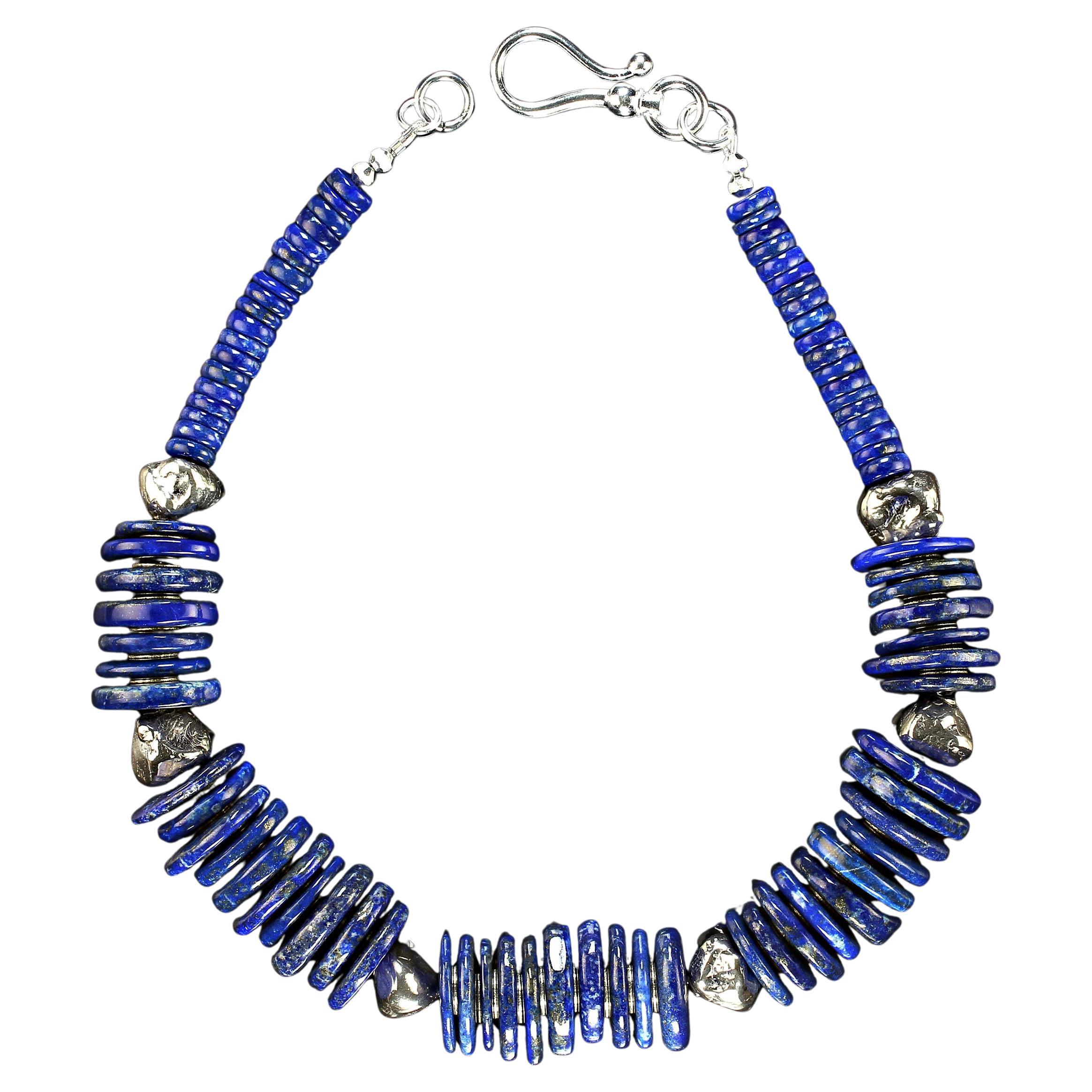AJD 17 Inch Magnificent Choker Collana in Lapislazzuli e argento sterling