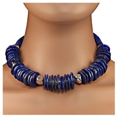 AJD 17 Inch Magnificent Choker Lapis Lazuli and Sterling Silver Necklace