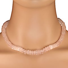 AJD 17 Inch Elegant Rose Quartz Rondelle Necklace   