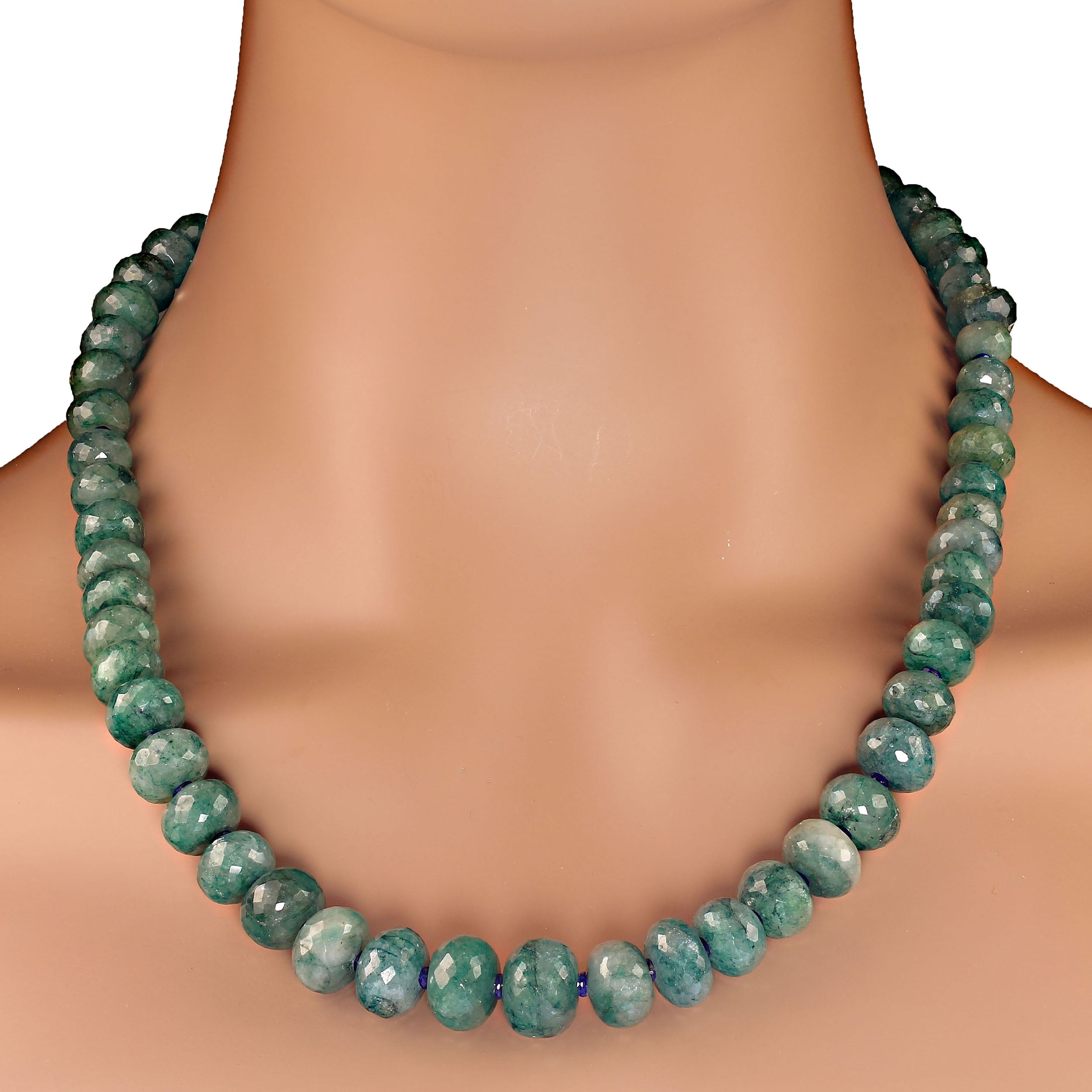 AJD 21 Inch Green Beryl/Emerald Graduated Faceted Necklace    Perfect Gift!