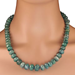 Vintage AJD 21 Inch Green Beryl/Emerald Graduated Faceted Necklace    Perfect Gift!