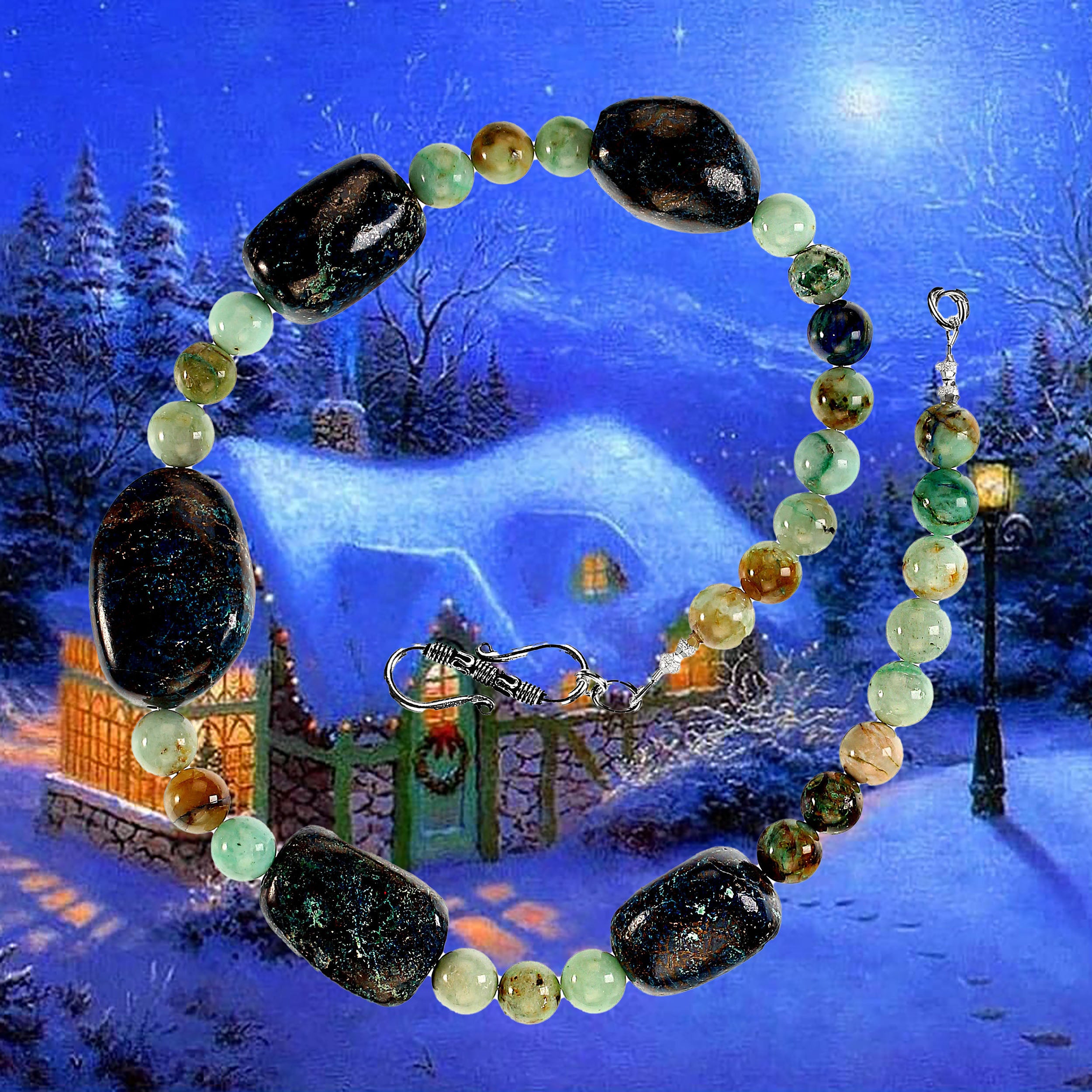 AJD 19 Zoll Chrysokoll Aussage Halskette mit Gorgeous Focal Pieces Großes Geschenk