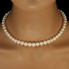 AJD 17 Inch Creamy White 9 MM Pearl Necklace Perfect Gift 