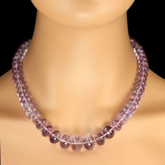 AJD 19 Scintillating Lilac Amethyst Necklace of Fat Rondelles   Perfect February