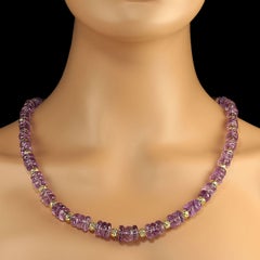 27-Inch Lilac Amethyst Necklace with Gold Lava Accents by Aria Jewelry