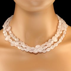 AJD 19 Pulgadas Tres filamentos  Collar de cuarzo rosa brillante