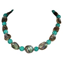 AJD Collar de Abalón y Amazonita de 23 Pulgadas