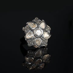 Anello AJD a fette di diamante in argento anticato