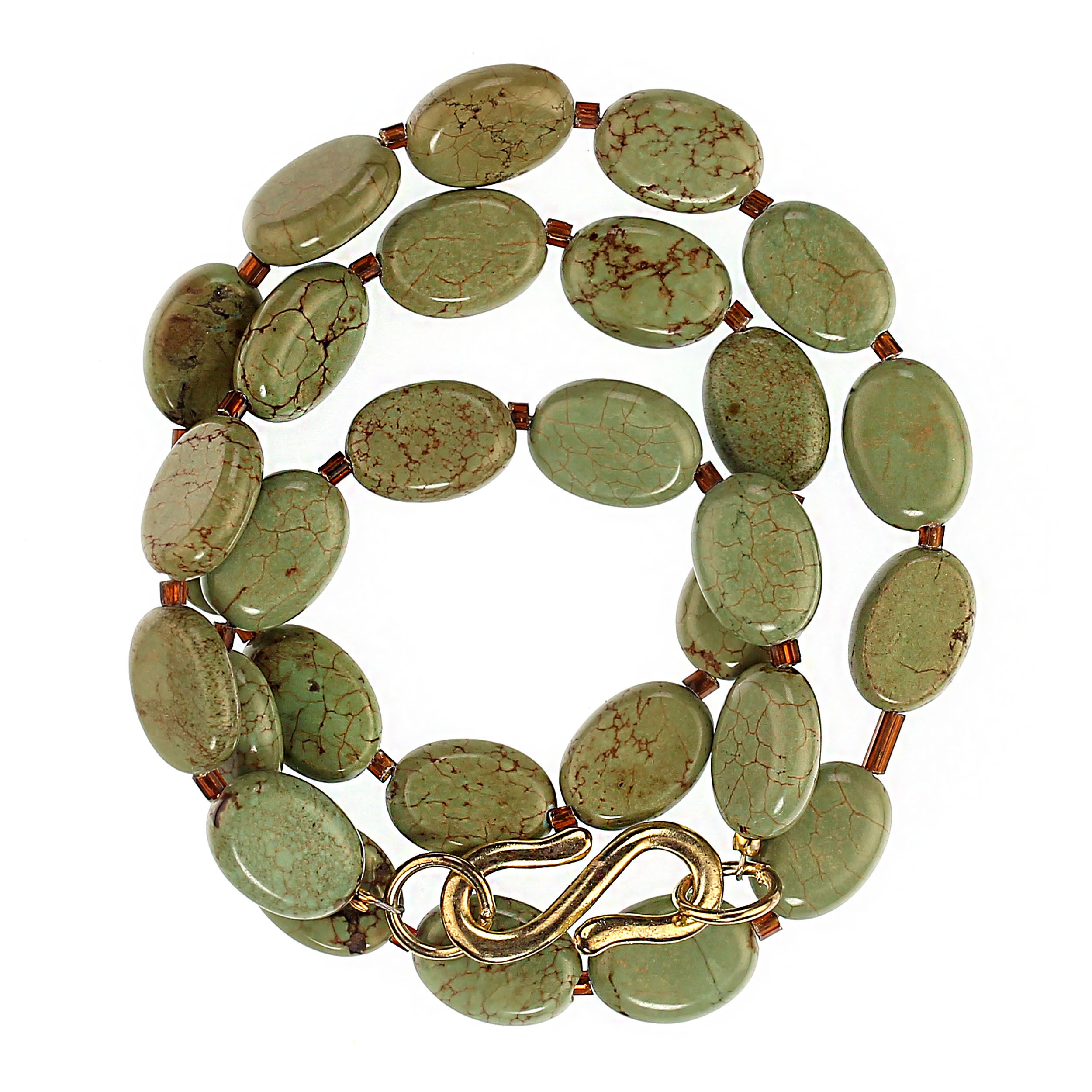 AJD Collana di ovali di magnesite verde da 19,5 pollici