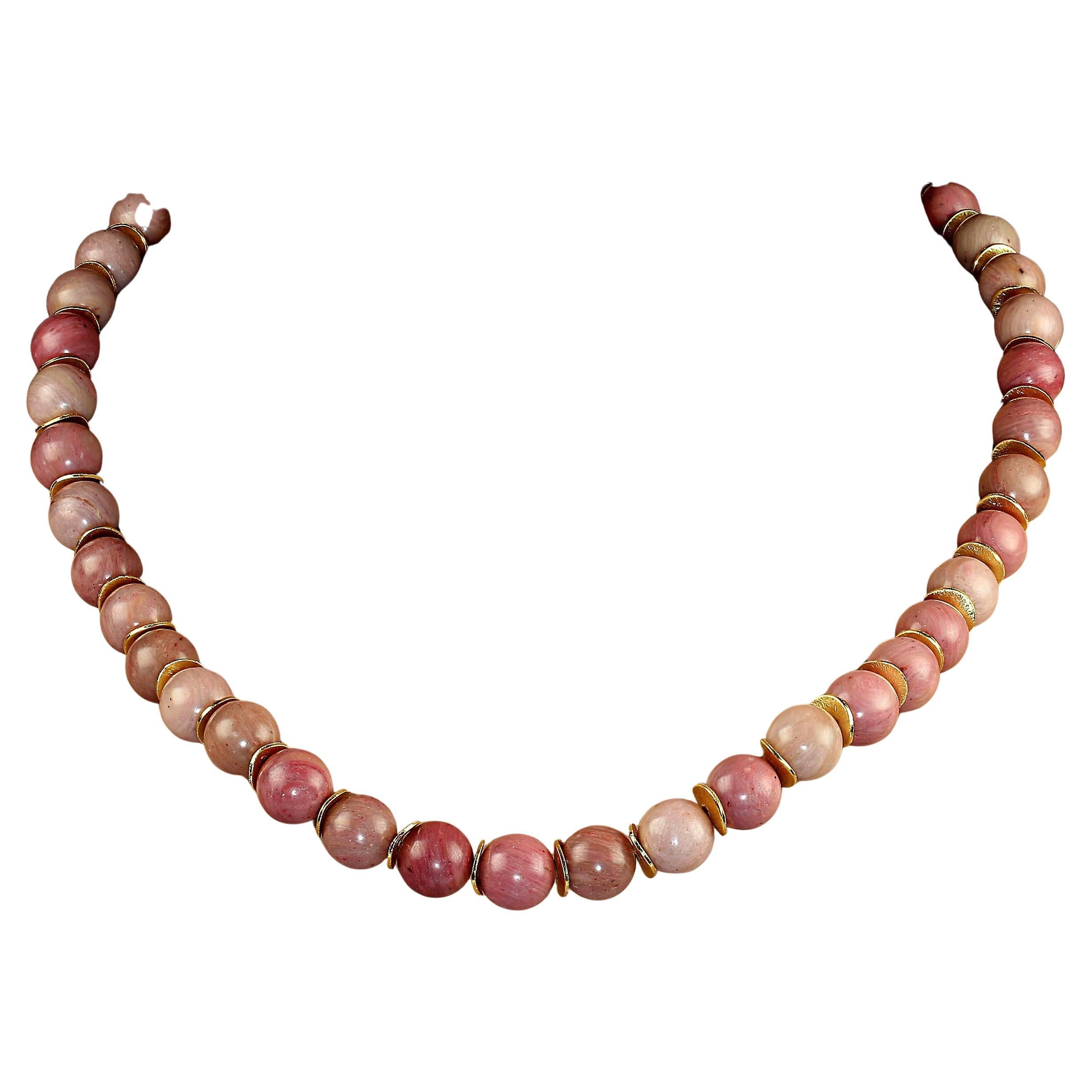 Collana di rodonite naturale da 19 pollici AJD
