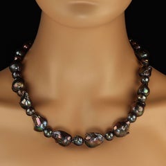 Elegant 21-Inch Gold-Plated Iridescent Wine Fireball Pearl Necklace