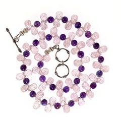 Unique 18-Inch Morganite and Amethyst Necklace by Aria Jewelry Design