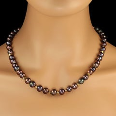 Timeless 20-Inch Wine/Mauve Pearl Necklace with Gold Vermeil Accents