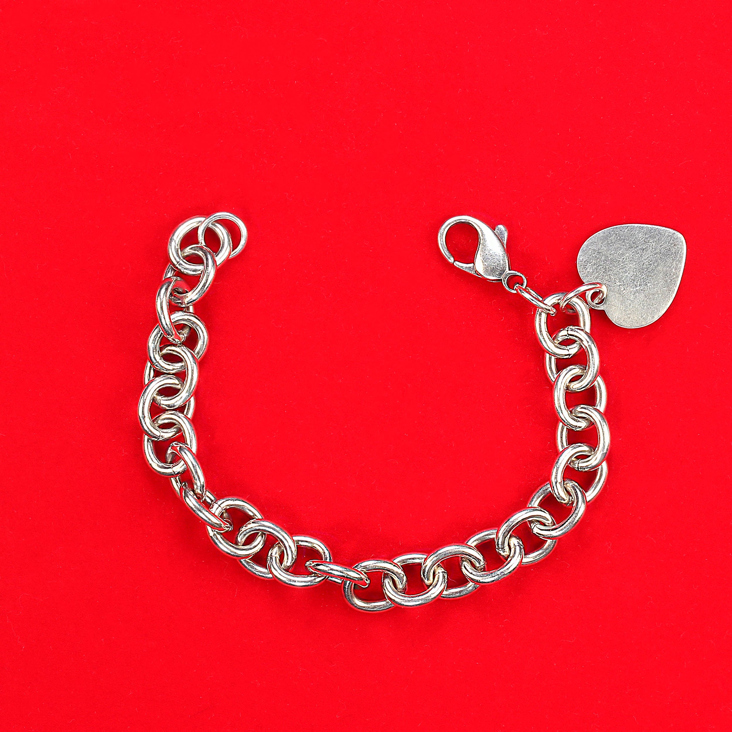 A Link Bracelet en argent sterling avec Coeur 7.25 Inches