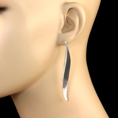 AJD Longues boucles d'oreilles élégantes en argent sterling faites à la main