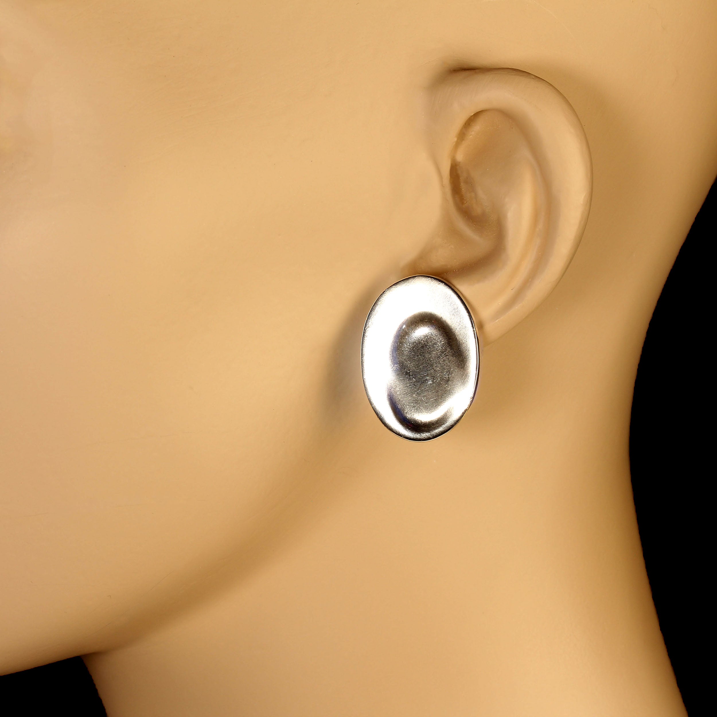 AJD Elegant Sterling Silver Oval Earrings