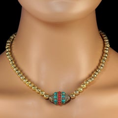 AJD 17 Inch Gold Washed 7mm Lava Rock with Asian Focal Necklace Great Gift!