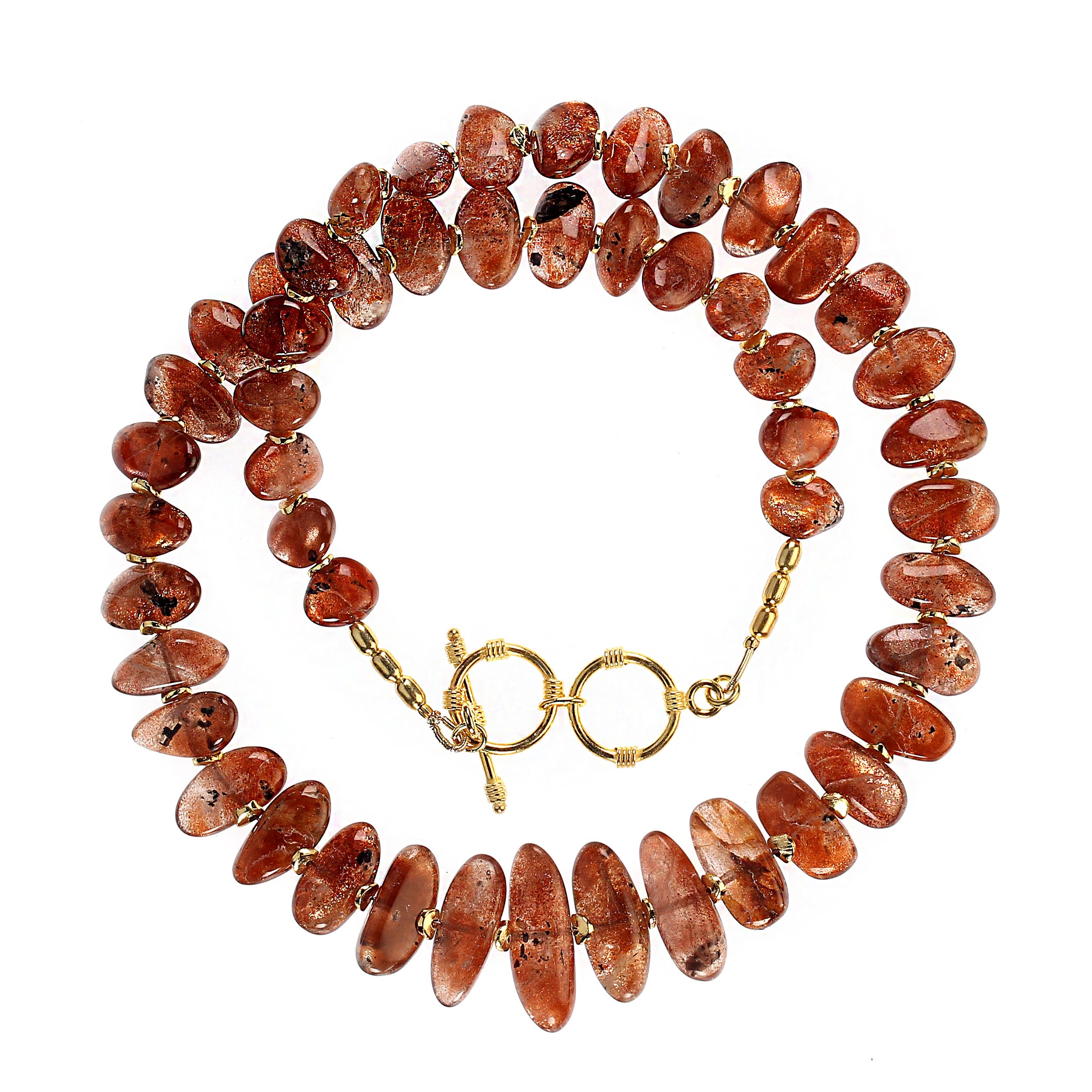 AJD 21 Collana con pietra solare ovale scintillante e graduata