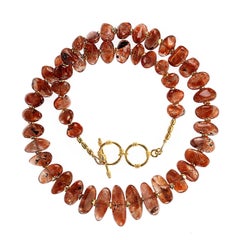 AJD 21 Collana con pietra solare ovale scintillante e graduata