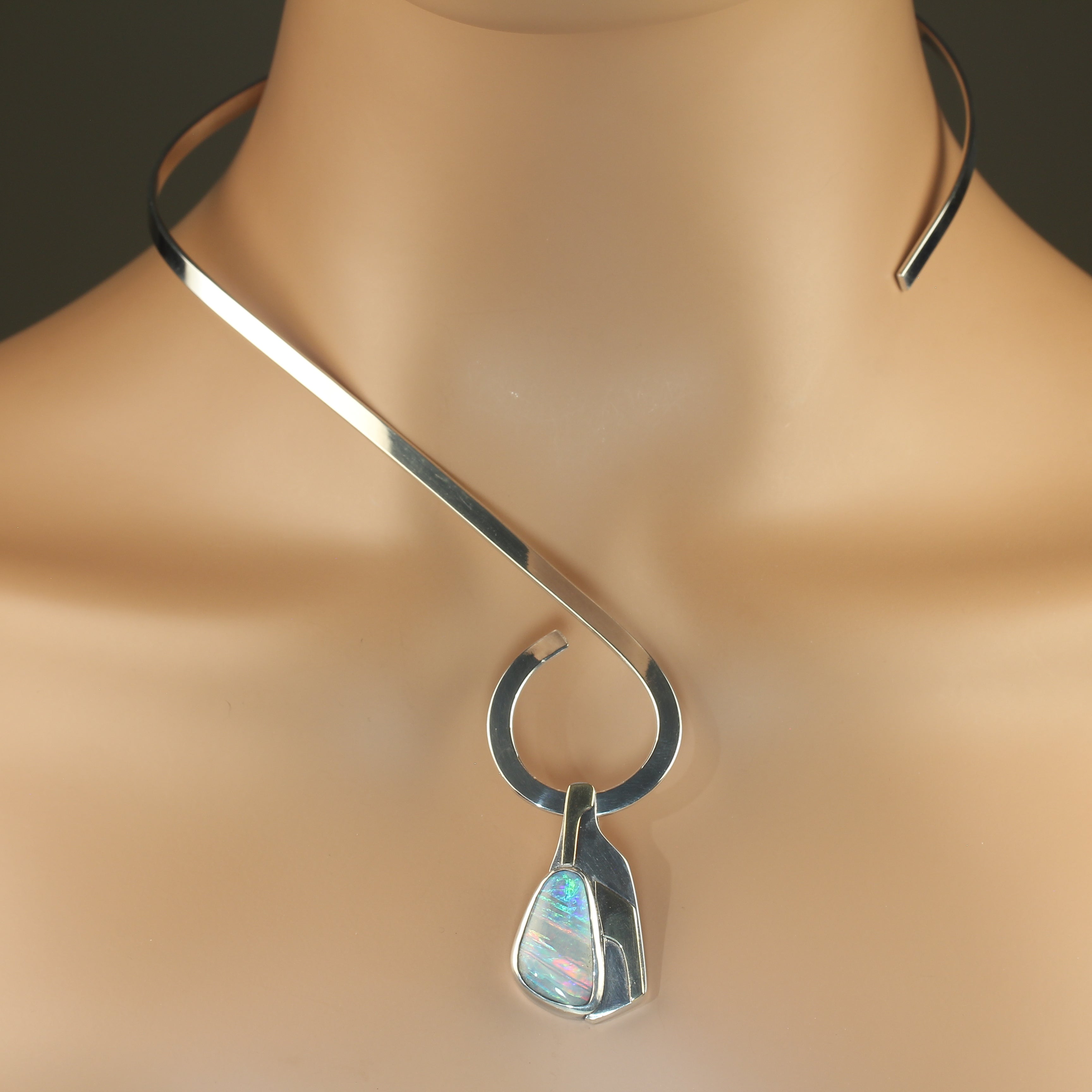 AJD Brazilian Opal in Unique Sterling and 18K Gold Pendant