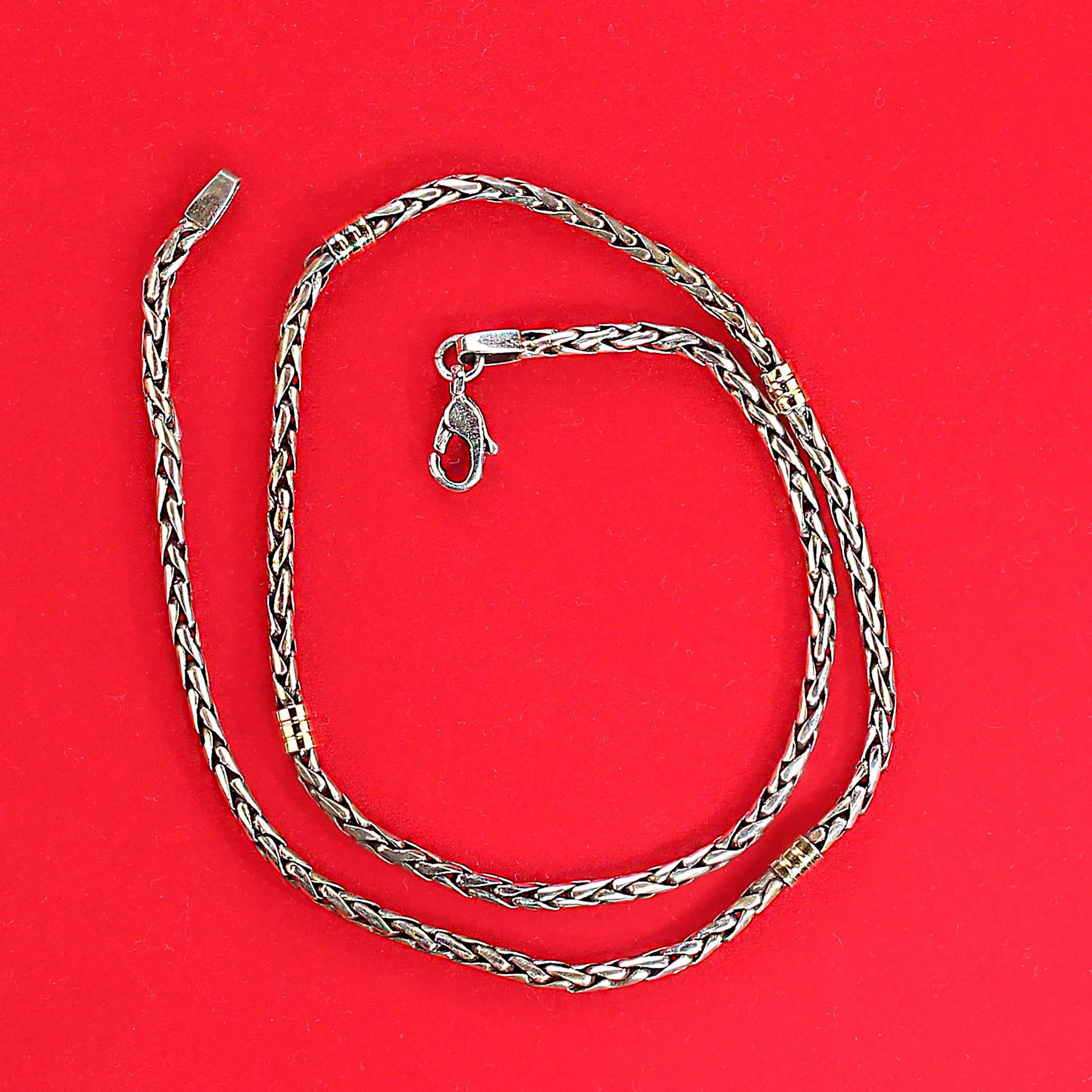 AJD Vintage Sterling Silver 17 Inch Necklace with Gold Accents