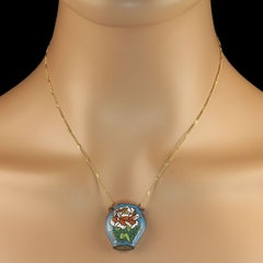 AJD Vintage Cloisonné-Vase-Anhänger & 18k Goldkette