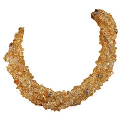 AJD Collana di chip di citrino scintillante a più piani da 21 pollici
