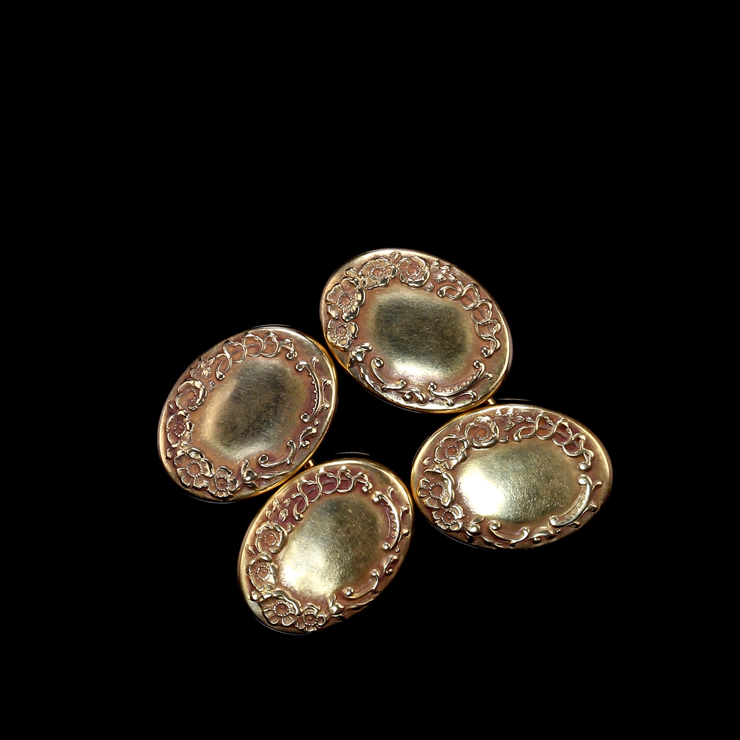 AJD Vintage Elegant Oval 14k Yellow Gold Cufflinks