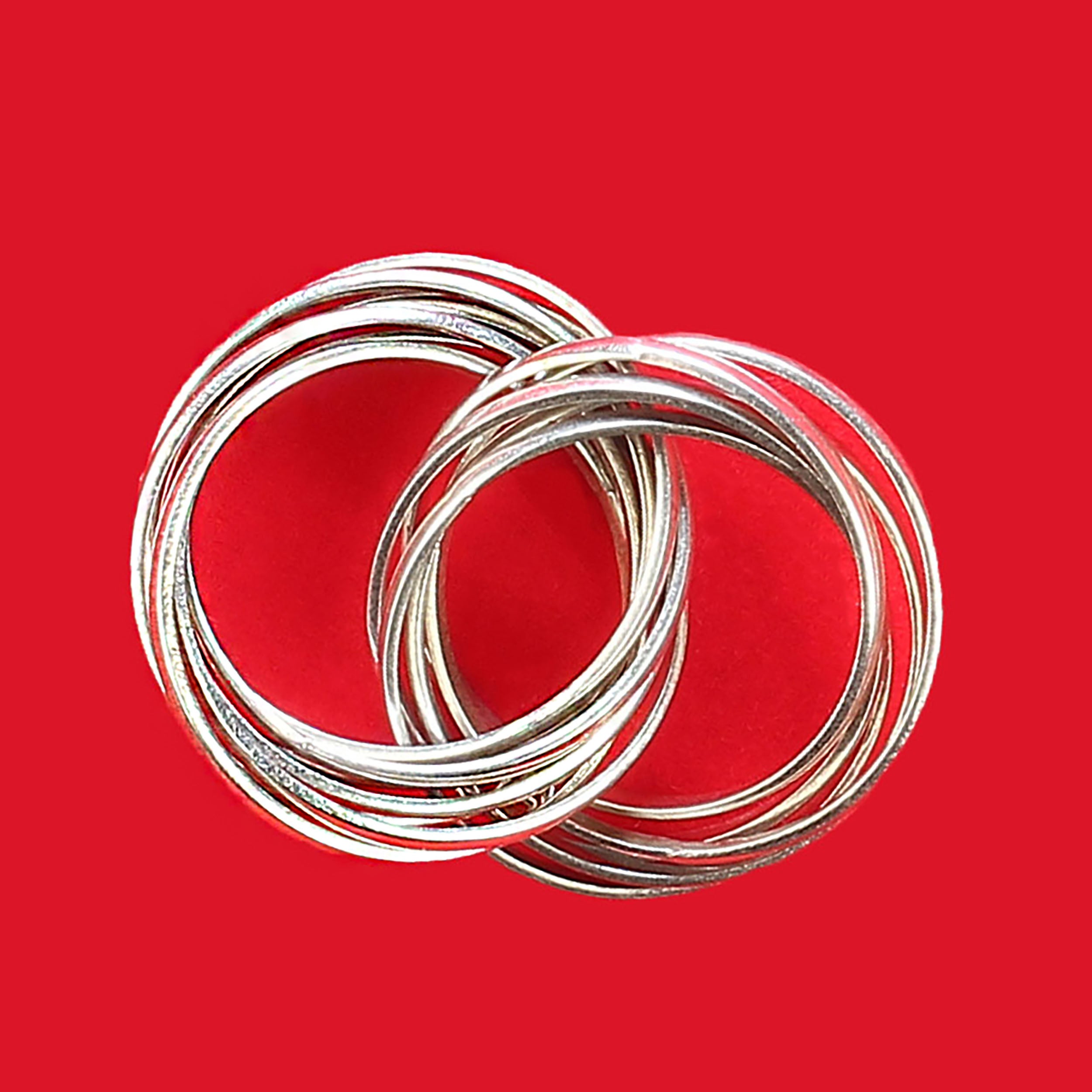 AJD Mehrstrangiger Silber-Rollring, großartiger Geschenk  Größe Sechs im Angebot