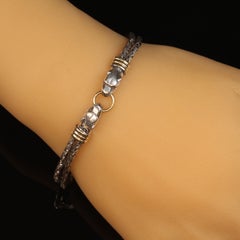 Bracciale AJD da uomo in argento sterling con motivo a doppia testa di serpente e accenti dorati