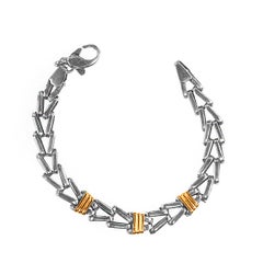 AJD Men's Sterling Silver Bracelet in Unique Herringbone Design