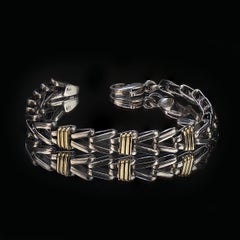 AJD Men's Sterling Silver Bracelet in Unique Herringbone Design