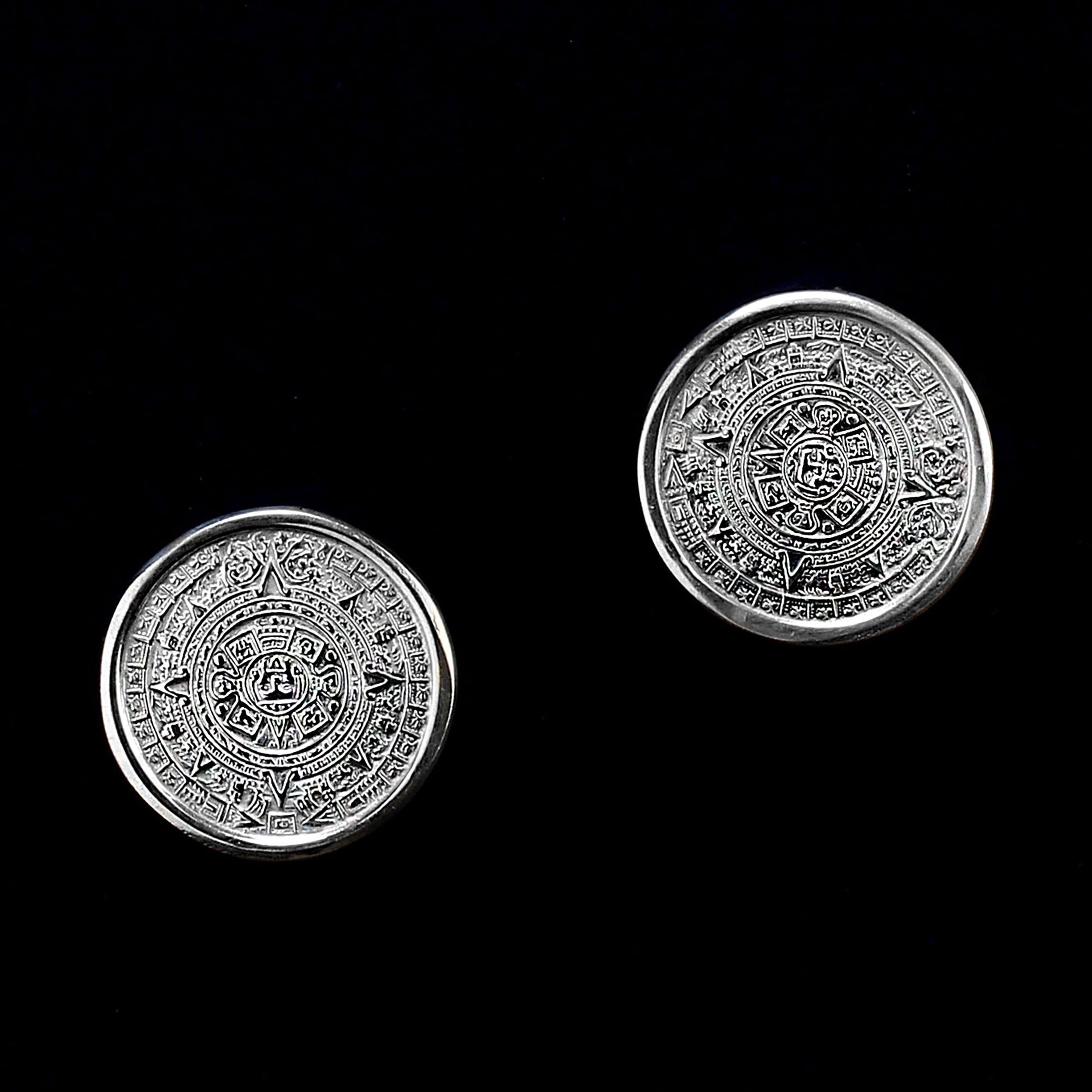 AJD Sterling Silver Cufflinks Mayan Calendar
