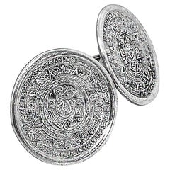 Vintage AJD Sterling Silver Cufflinks Mayan Calendar