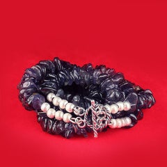 AJD Blue Two Strand Iolite Freeform Chip Beaded Necklace