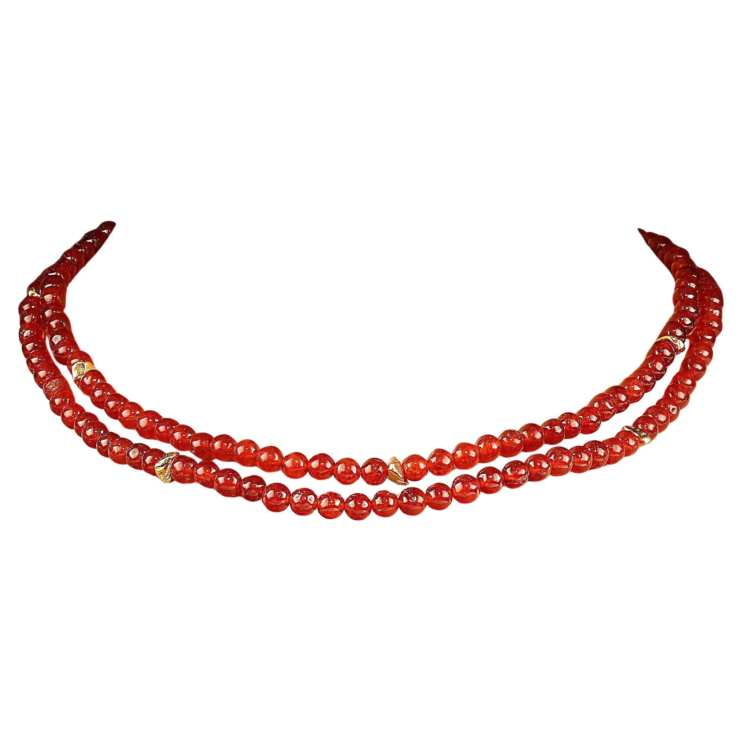 AJD Collar de dos vueltas de Cornalina con detalles de Vermeil dorado