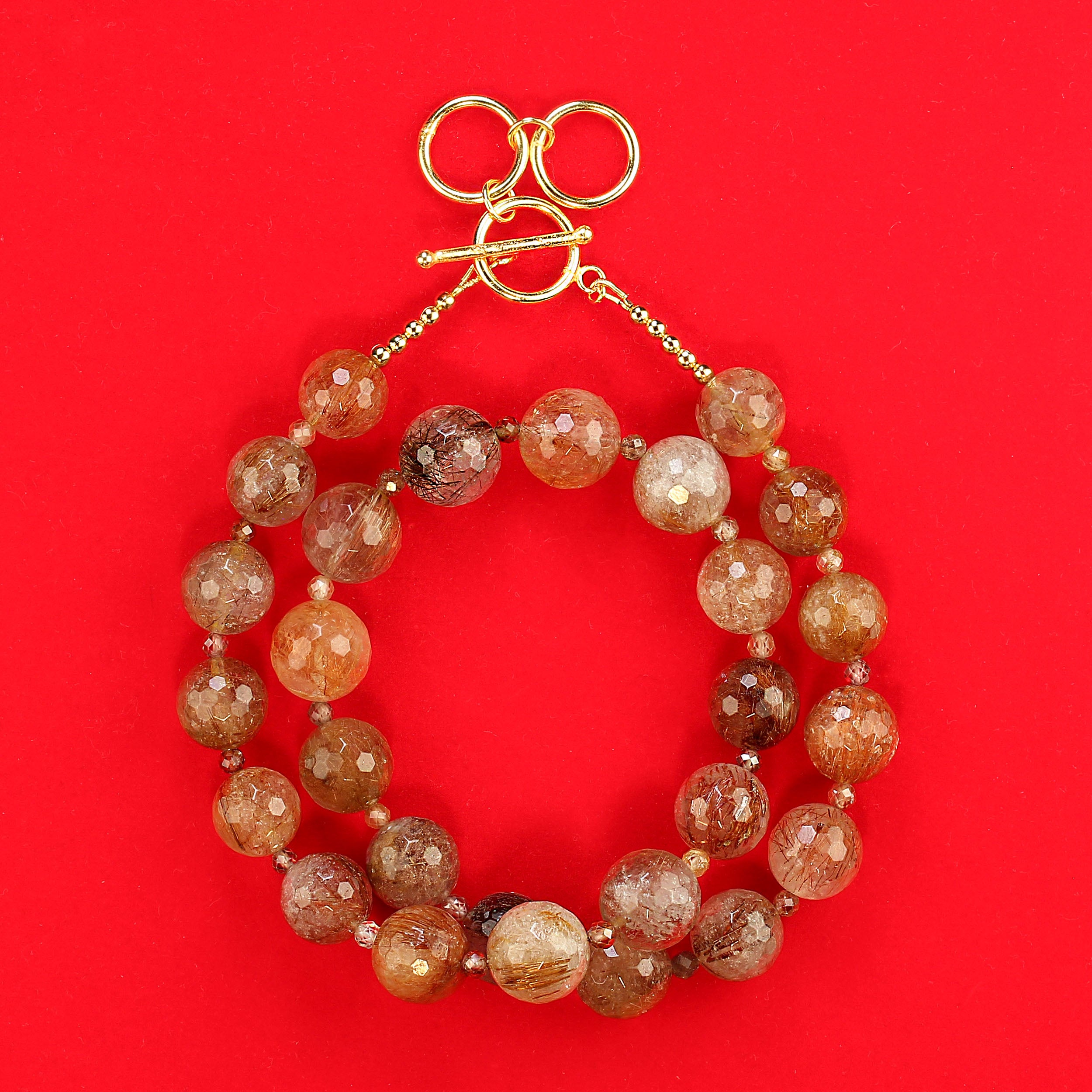 AJD Collana affascinante di quarzo rutilato e zircone